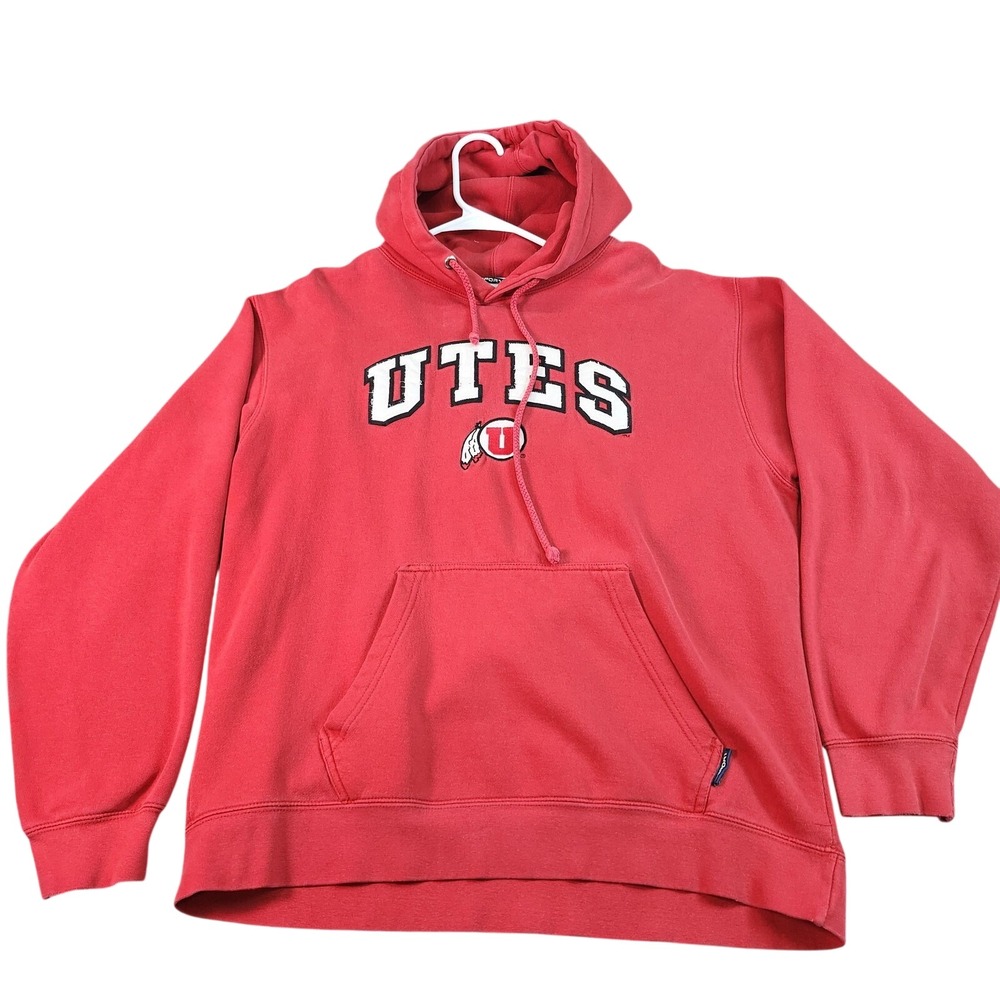 Utah Utes Sweatshirt Hoodie Mens 2XL Red NCAA Football CI Sport Fleece Pullover